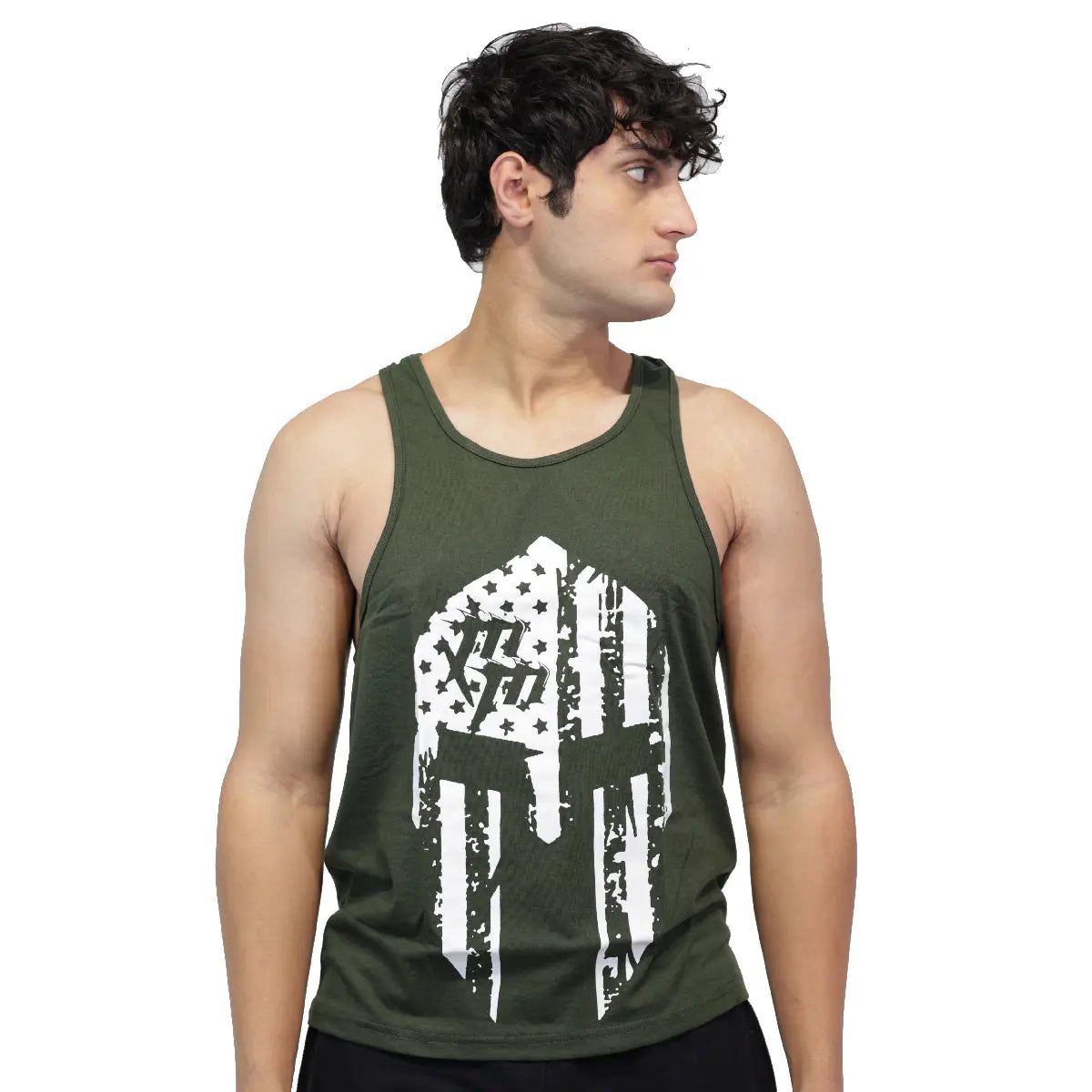 Dominant Skull Gym Stringer — Green, S