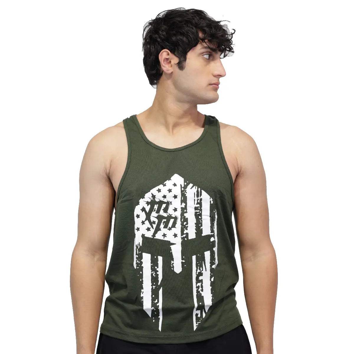 Dominant Skull Gym Stringer — Green, S