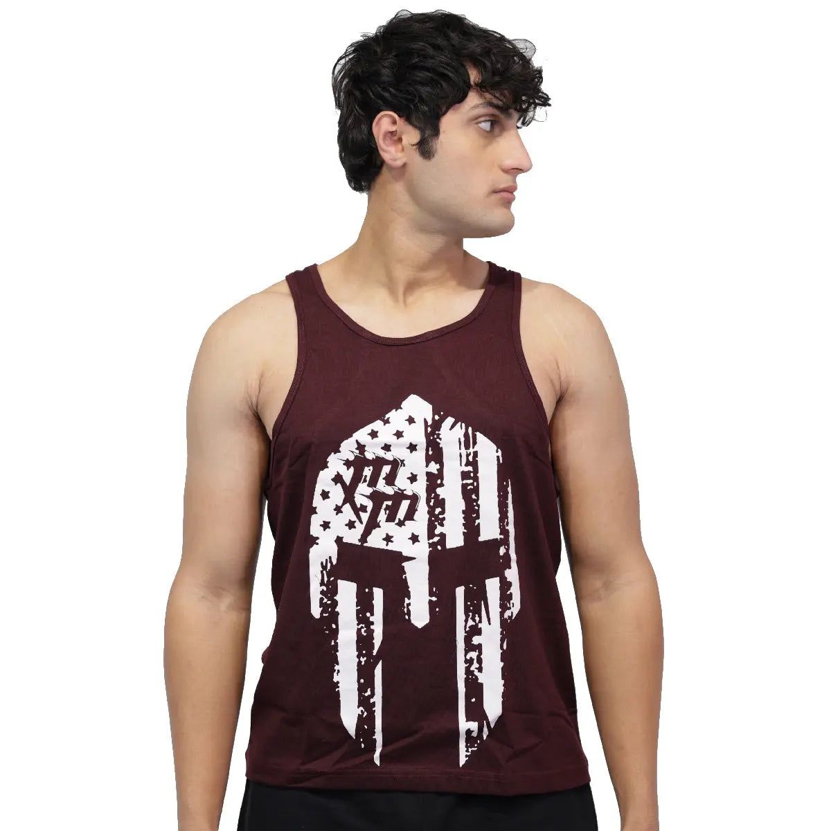 Dominant Skull Gym Stringer — Maroon, S