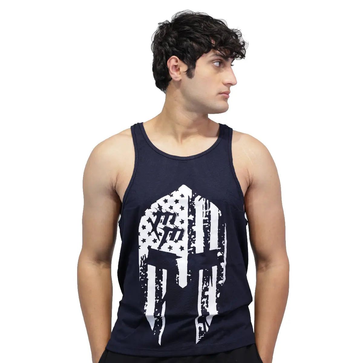 Dominant Skull Gym Stringer — Dark Blue, S